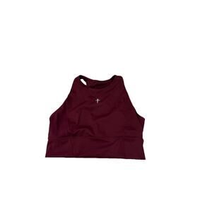 Three Nails Burgundy Maroon Bra Top High Neck Workout Womens Size Large